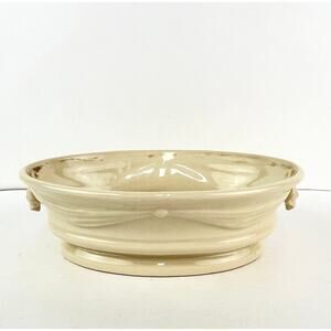 Vintage Neoclassical Cream Glazed Pottery Planter